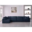 Meridian Furniture Serene Navy Linen Fabric Deluxe Modular Sectional