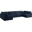 Meridian Furniture Serene Navy Linen Fabric Deluxe Modular Sectional