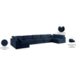 Meridian Furniture Serene Navy Linen Fabric Deluxe Modular Sectional