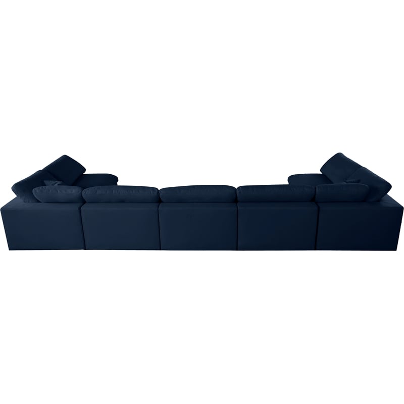 Meridian Furniture Serene Navy Linen Fabric Deluxe Modular Sectional