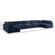 Meridian Furniture Serene Navy Linen Fabric Deluxe Modular Sectional