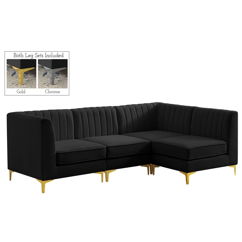 Meridian Furniture Alina Black Velvet Modular Sectional