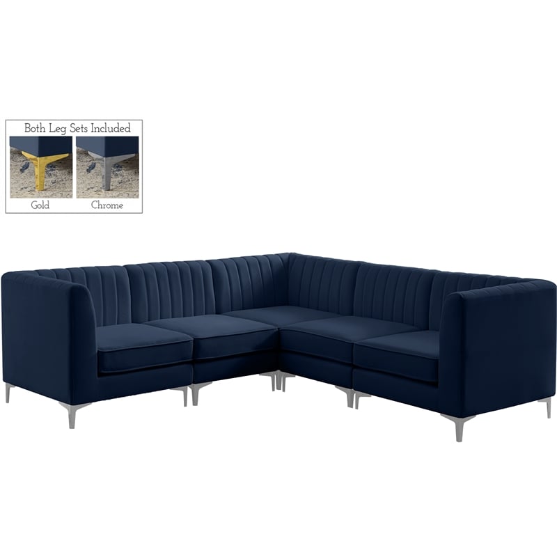 Meridian Furniture Alina Navy Velvet Modular Sectional