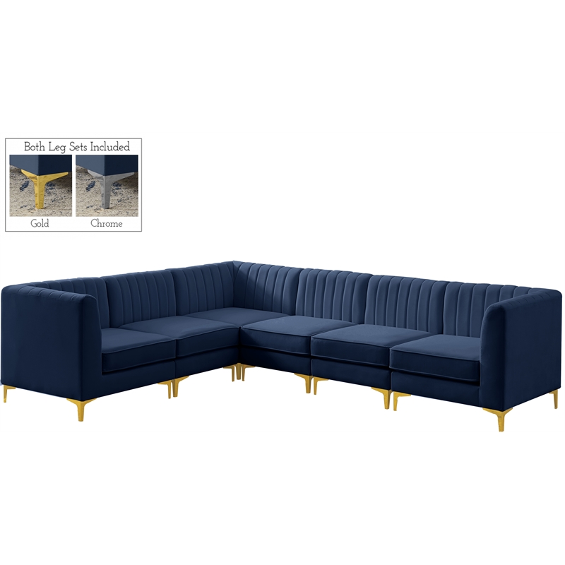 Meridian Furniture Alina Navy Velvet Modular Sectional