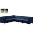 Meridian Furniture Alina Navy Velvet Modular Sectional