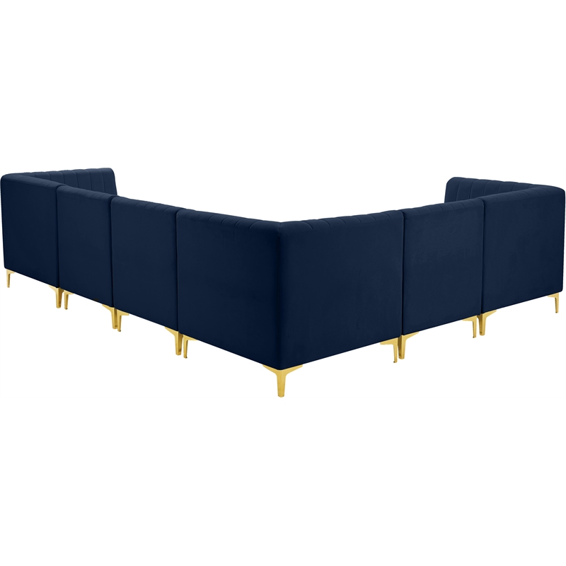 Meridian Furniture Alina Navy Velvet Modular Sectional