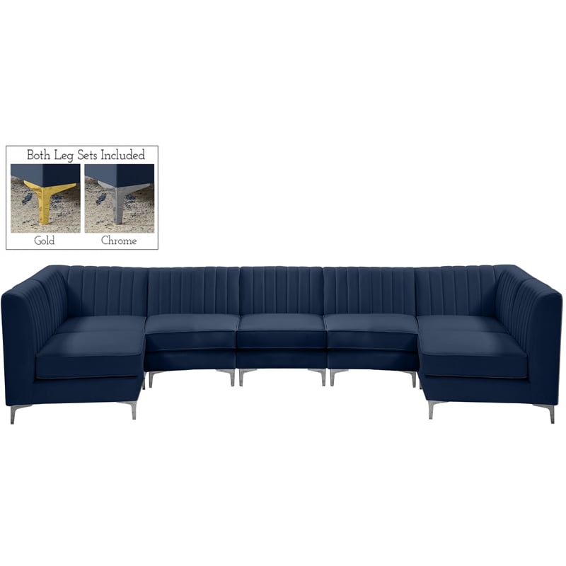 Meridian Furniture Alina Navy Velvet Modular Sectional
