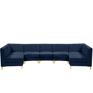 Meridian Furniture Alina Navy Velvet Modular Sectional