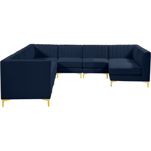 Meridian Furniture Alina Navy Velvet Modular Sectional