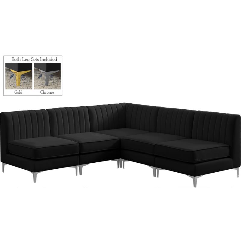 Meridian Furniture Alina Black Velvet Modular Sectional