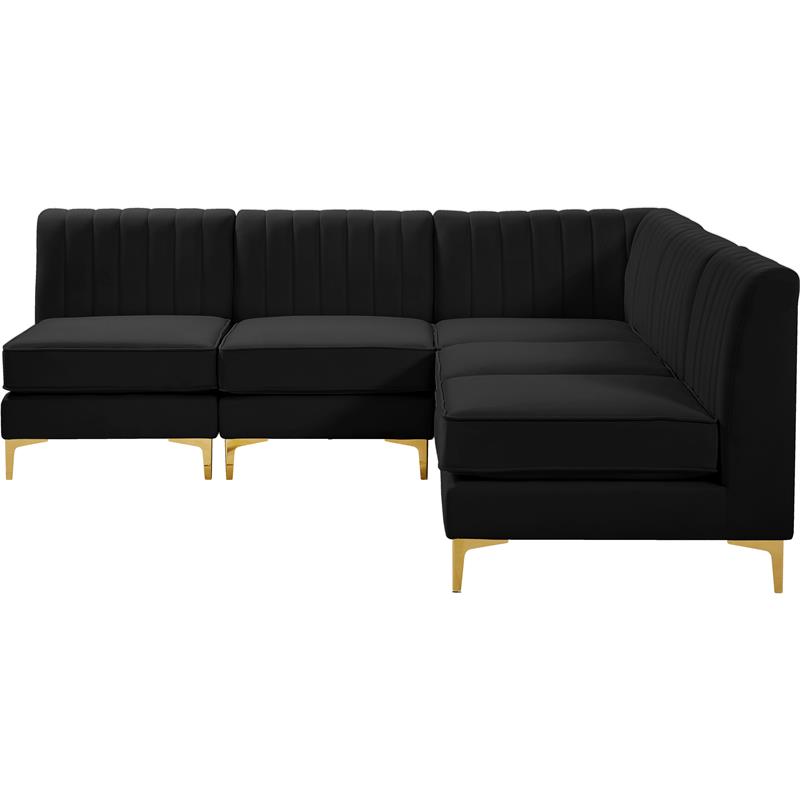 Meridian Furniture Alina Black Velvet Modular Sectional