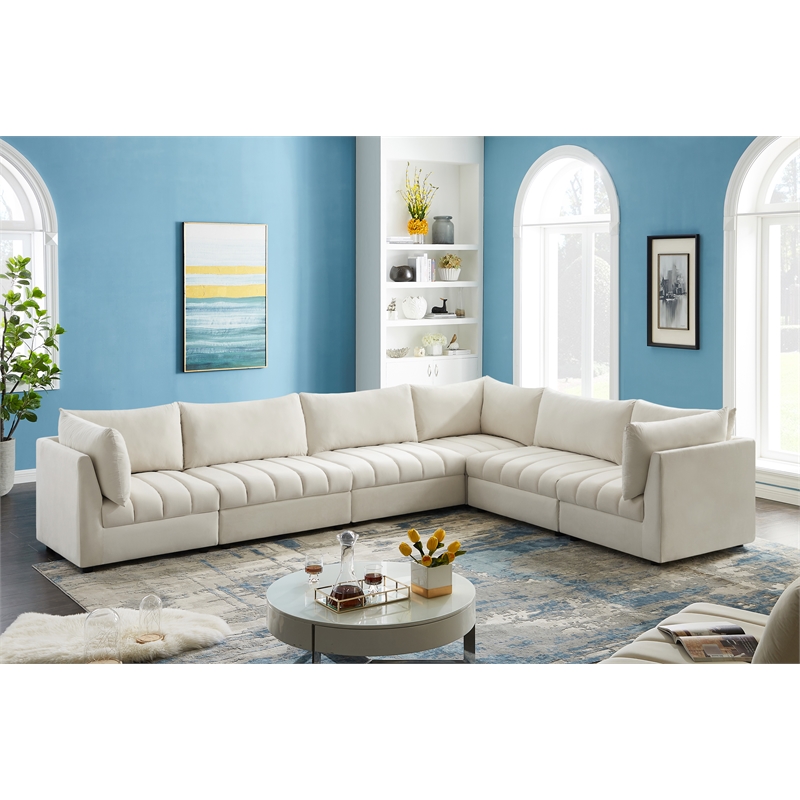 Meridian Furniture Jacob Cream Velvet Modular Sectional