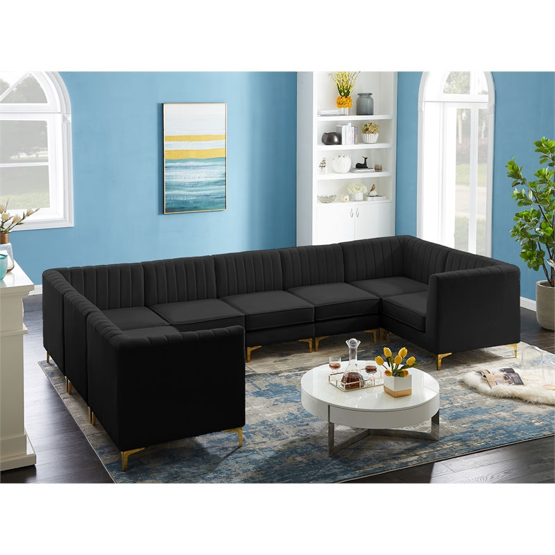 Meridian Furniture Alina Black Velvet Modular Sectional