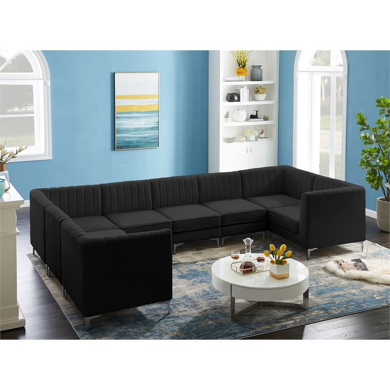 Meridian Furniture Alina Black Velvet Modular Sectional