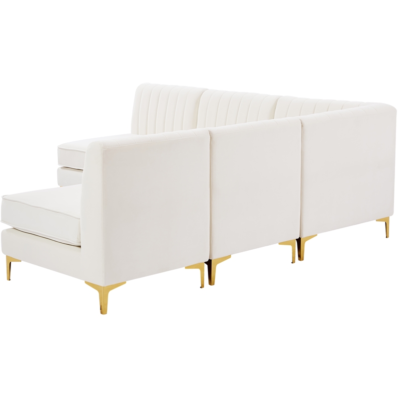Meridian Furniture Alina Cream Velvet Modular Sectional