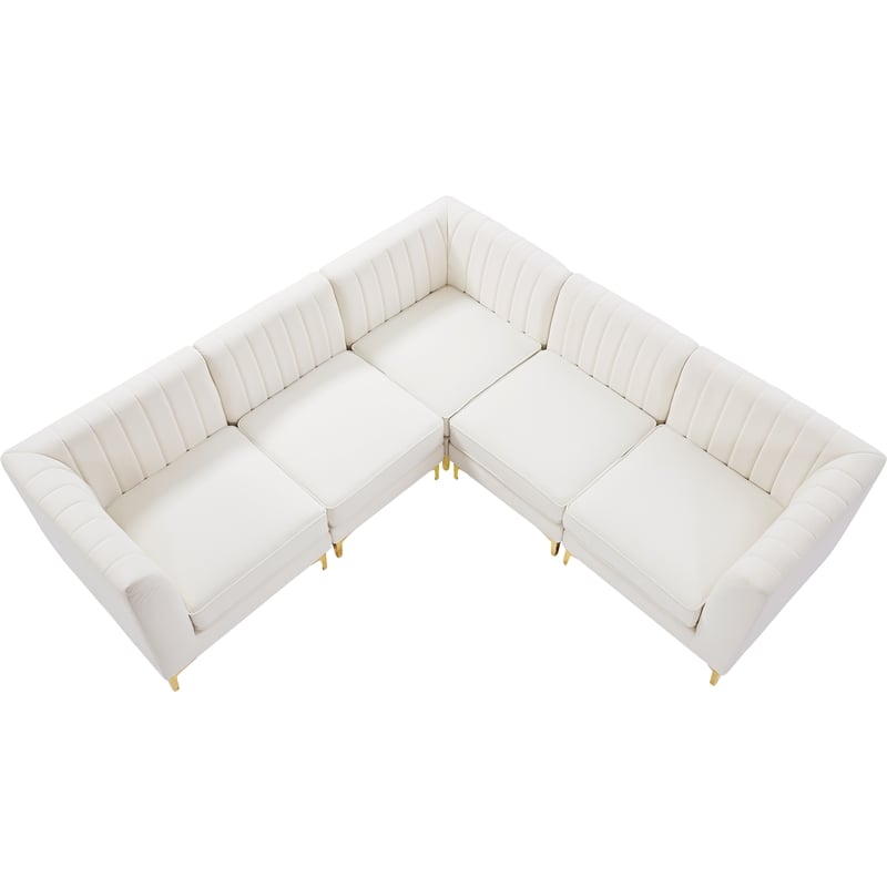 Meridian Furniture Alina Cream Velvet Modular Sectional