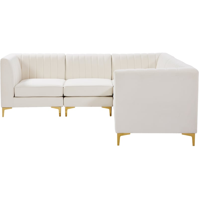 Meridian Furniture Alina Cream Velvet Modular Sectional