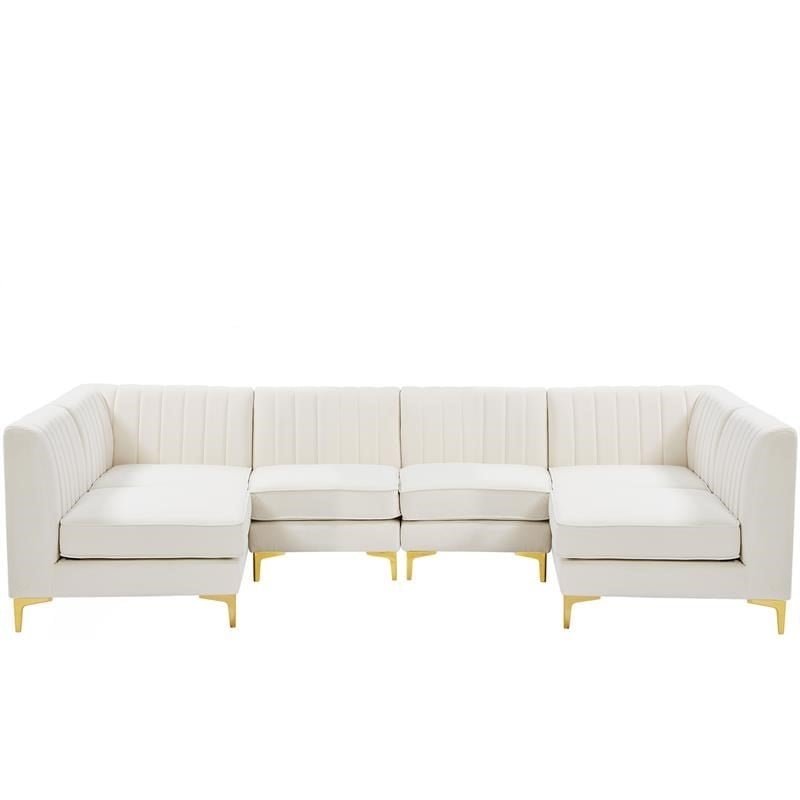 Meridian Furniture Alina Cream Velvet Modular Sectional