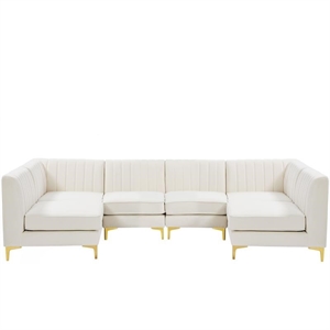 Meridian Furniture Alina Cream Velvet Modular Sectional