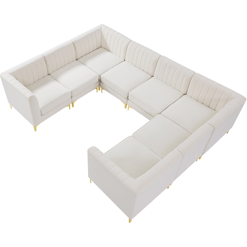 Meridian Furniture Alina Cream Velvet Modular Sectional