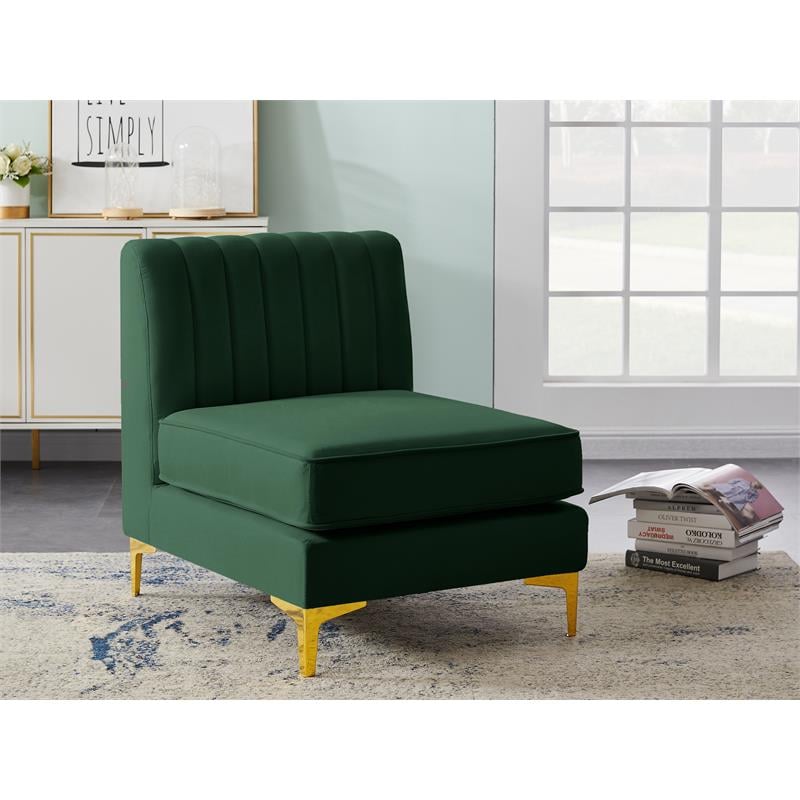 Meridian Furniture Alina Green Velvet Armless Chair