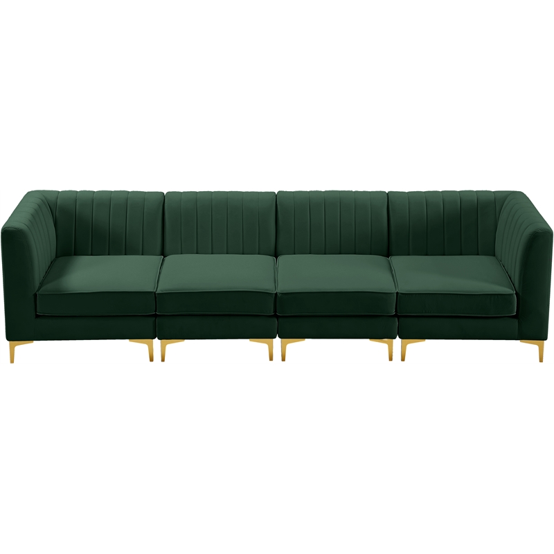 Meridian Furniture Alina Green Velvet Modular Sectional
