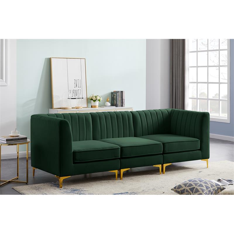 meridian furniture alina green velvet modular sectional