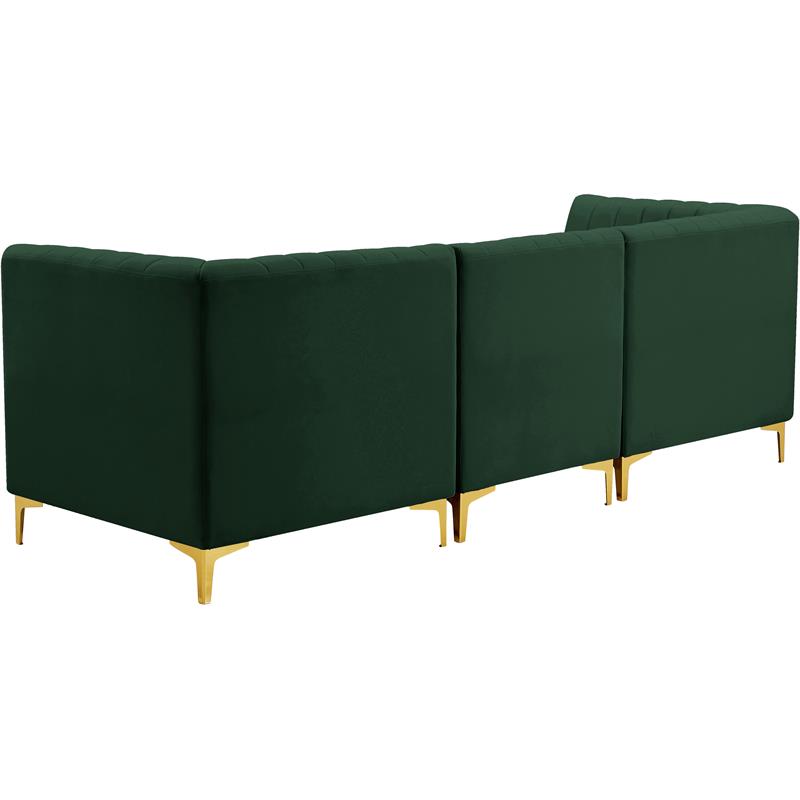 meridian furniture alina green velvet modular sectional