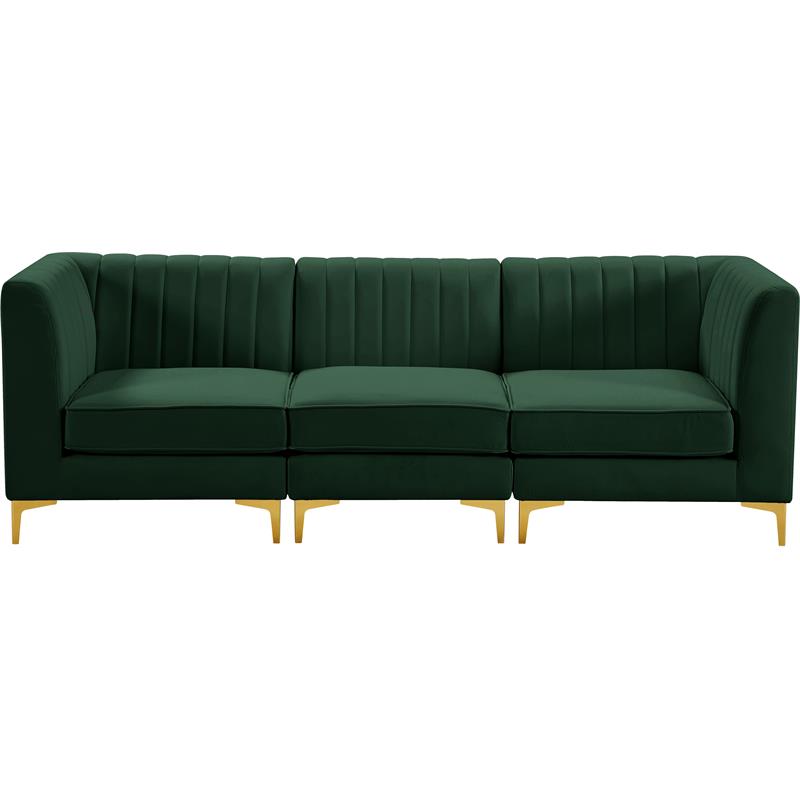 meridian furniture alina green velvet modular sectional