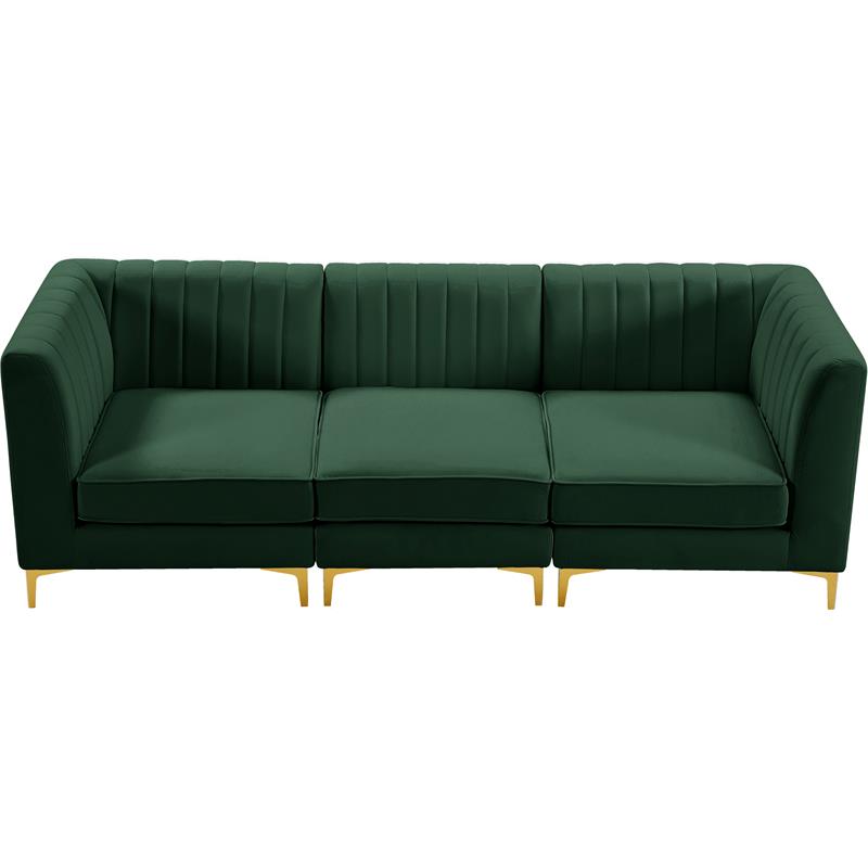 meridian furniture alina green velvet modular sectional