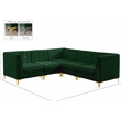 Meridian Furniture Alina Green Velvet Modular Sectional