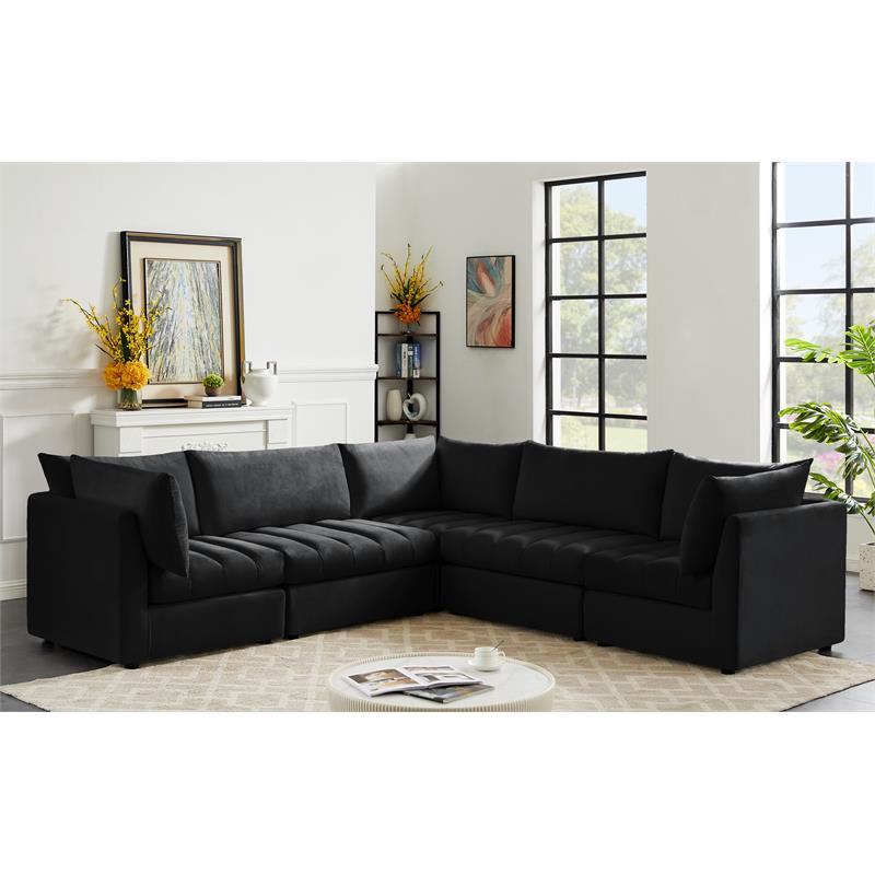 Meridian Furniture Jacob Black Velvet Modular Sectional