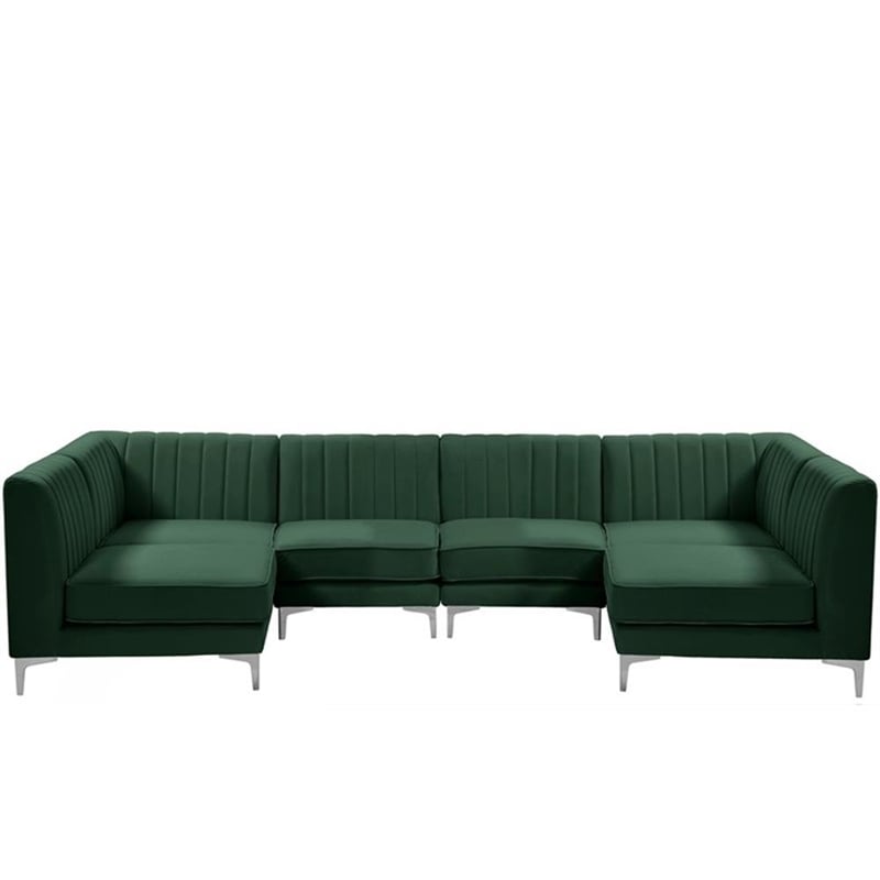 Meridian Furniture Alina Green Velvet Modular Sectional