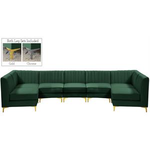 Meridian Furniture Alina Green Velvet Modular Sectional