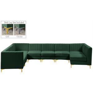 Meridian Furniture Alina Green Velvet Modular Sectional