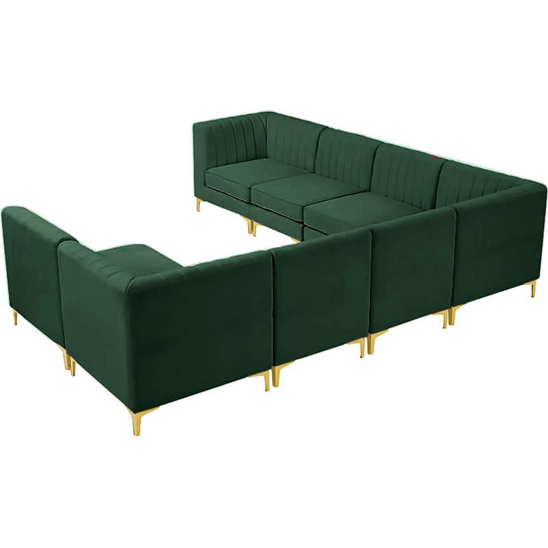 Meridian Furniture Alina Green Velvet Modular Sectional
