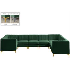 Meridian Furniture Alina Green Velvet Modular Sectional
