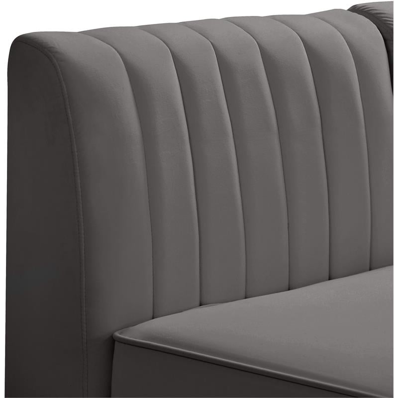 Meridian Furniture Alina Grey Velvet Armless Chair