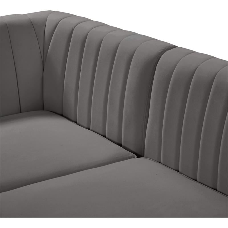 Meridian Furniture Alina Grey Velvet Armless Chair