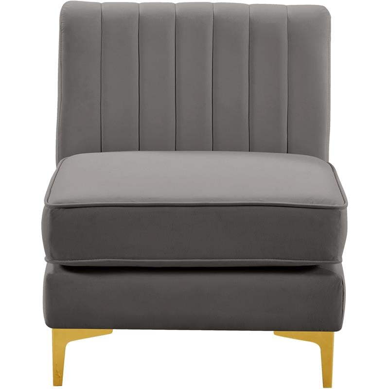 Meridian Furniture Alina Grey Velvet Armless Chair
