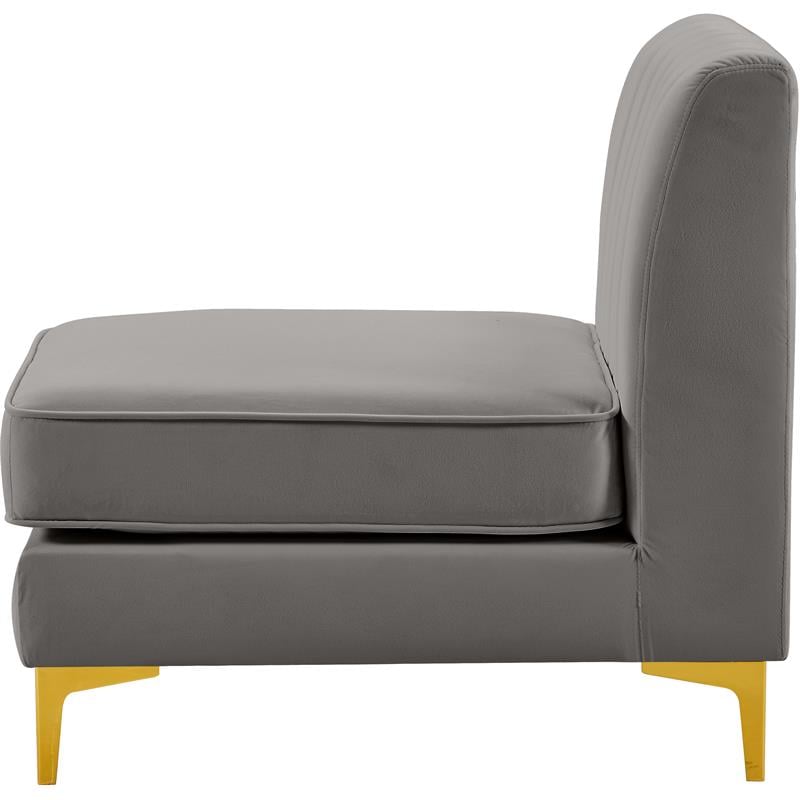 Meridian Furniture Alina Grey Velvet Armless Chair