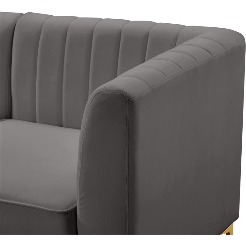 Meridian Furniture Alina Grey Velvet Armless Chair