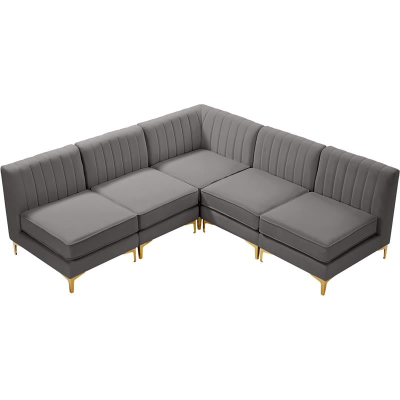 Meridian Furniture Alina Grey Velvet Modular Sectional