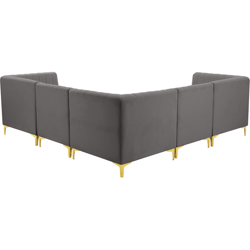 Meridian Furniture Alina Grey Velvet Modular Sectional