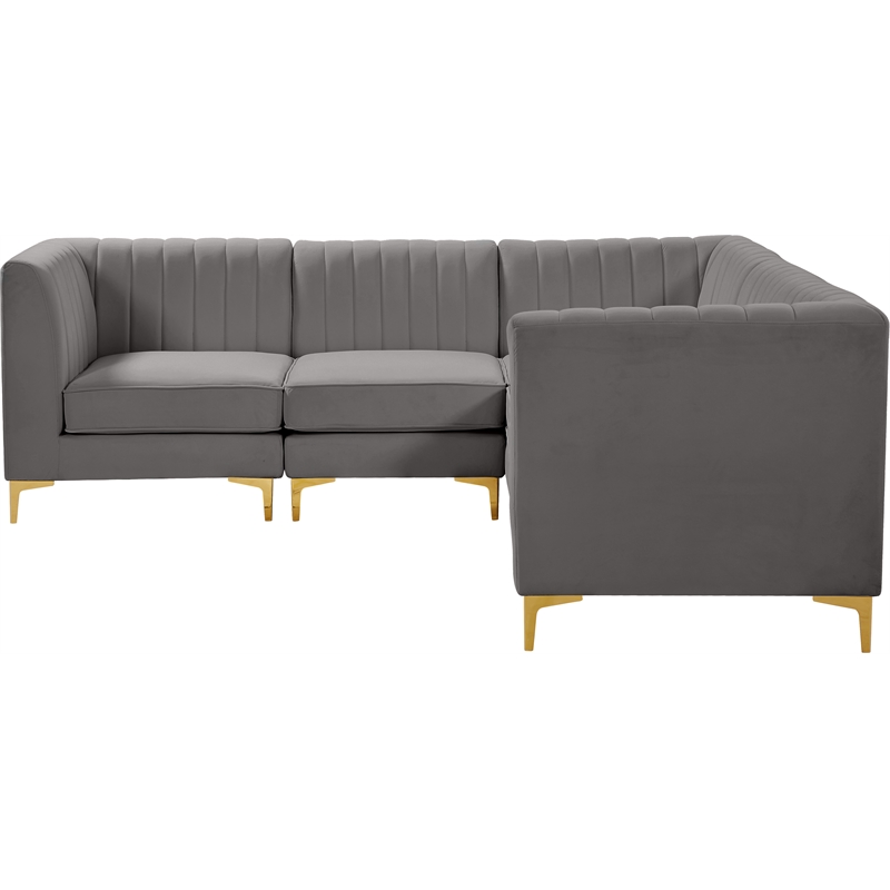 Meridian Furniture Alina Grey Velvet Modular Sectional