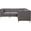 Meridian Furniture Alina Grey Velvet Modular Sectional