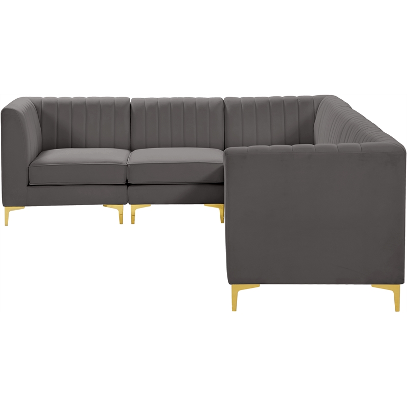 Meridian Furniture Alina Grey Velvet Modular Sectional