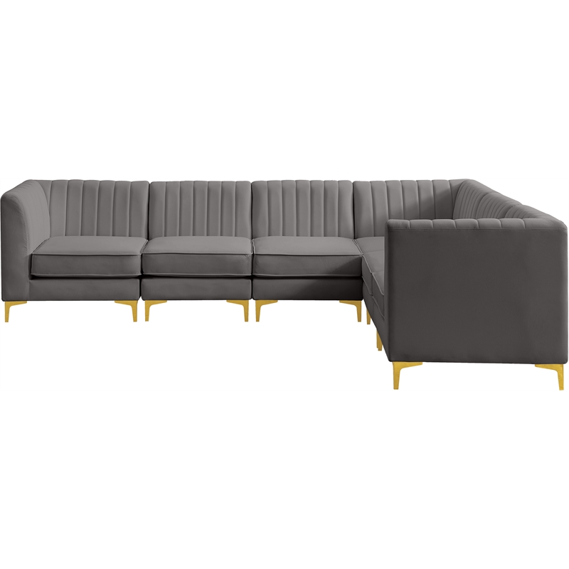 Meridian Furniture Alina Grey Velvet Modular Sectional