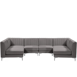 Meridian Furniture Alina Grey Velvet Modular Sectional