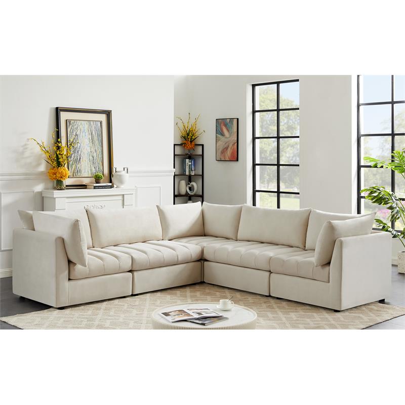 Meridian Furniture Jacob Cream Velvet Modular Sectional